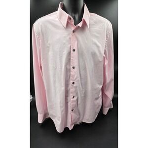 Express 1MX Men's Modern Fit Stretch Pink Long Sleeve Button Up Shirt